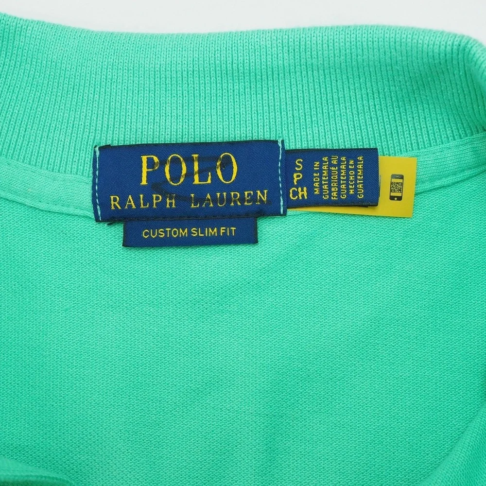 New Polo Ralph Lauren Polo Shirt Mens Small Aqua Green RL Custom Slim Fit Pique